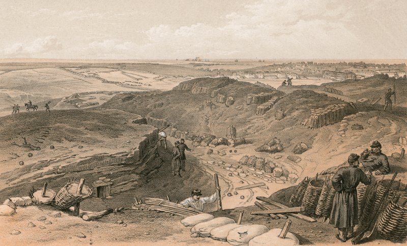 A Malakoff árok, a Gervais akkumulátor és a Redan hátsó része alkotó: William Crimea Simpson