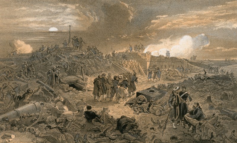 A Malakoff belseje, a Kerek torony maradványaival alkotó: William Crimea Simpson