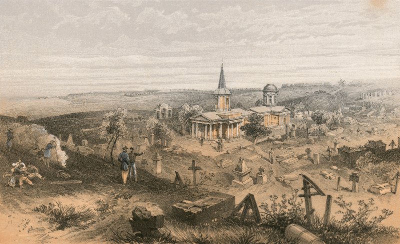 Karantén temető és templom 50-es számú francia akkumulátorral alkotó: William Crimea Simpson