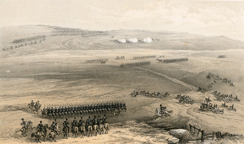 A bulganaki magaslatok lovassági ügye – az első ágyú, 1854. szeptember 19. alkotó: William Crimea Simpson