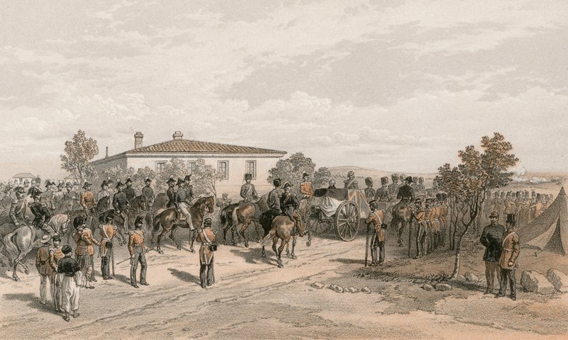 Lord Raglan temetkezési csoportja elhagyja a főhadiszállást alkotó: William Crimea Simpson