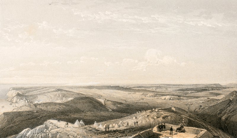 Kilátás a Balaklava feletti magasságból Sebastopol felé nézve alkotó: William Crimea Simpson