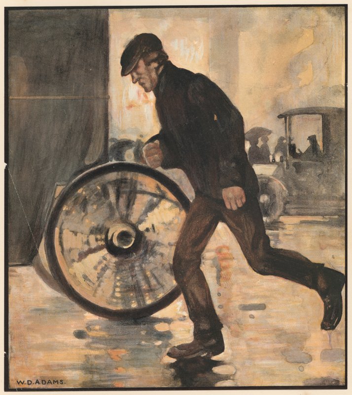 A taxifutó, "A fáradt mérföldek" (színes litho) alkotó: William Dacres Adams