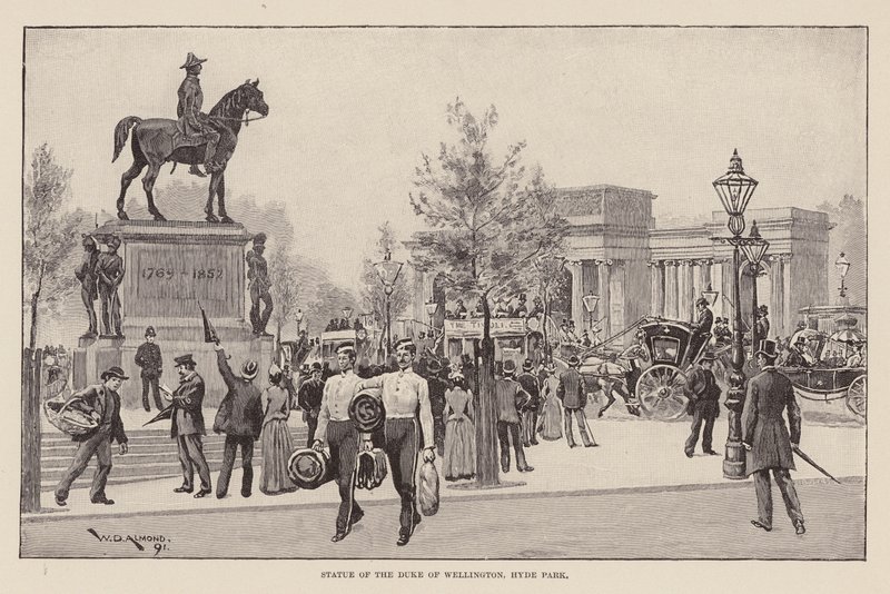 Wellington herceg szobra, Hyde Park (metszet) alkotó: William Douglas Almond
