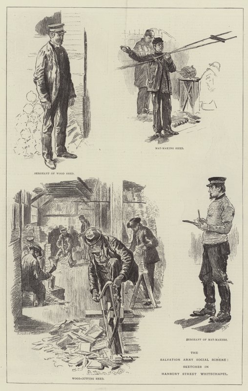 Az Üdvhadsereg szociális rendszere, Vázlatok a Hanbury Street-ben, Whitechapel alkotó: William Douglas Almond
