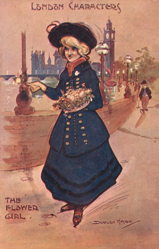 Londoni karakterek: a viráglány (színes litho) alkotó: William Dudley Ward