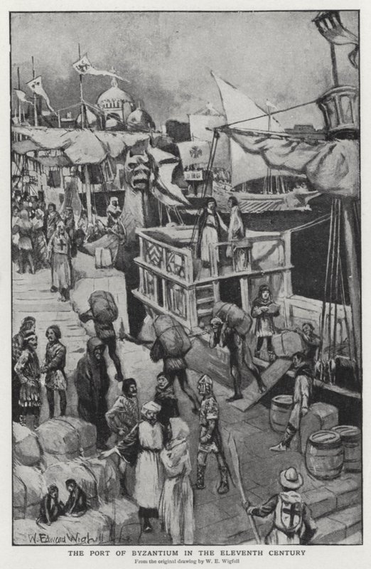 Bizánc kikötője a 11. században (litho) alkotó: William Edward (after) Wigfull