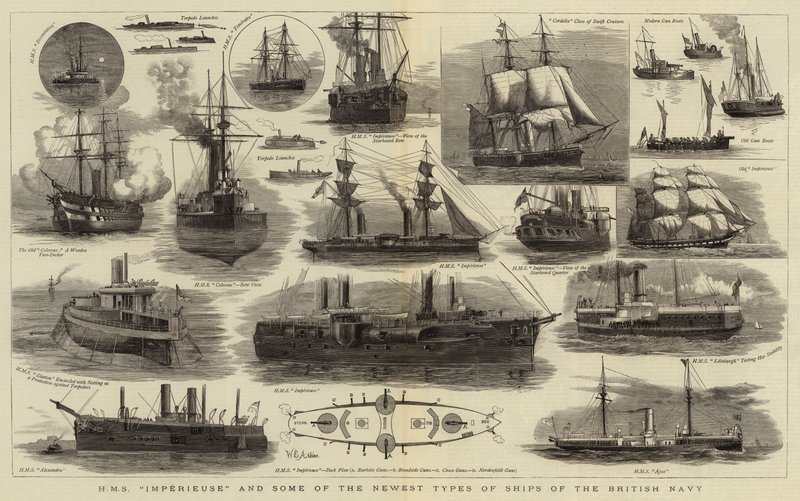 H M S Imperieuse és a brit haditengerészet néhány legújabb hajótípusa alkotó: William Edward Atkins