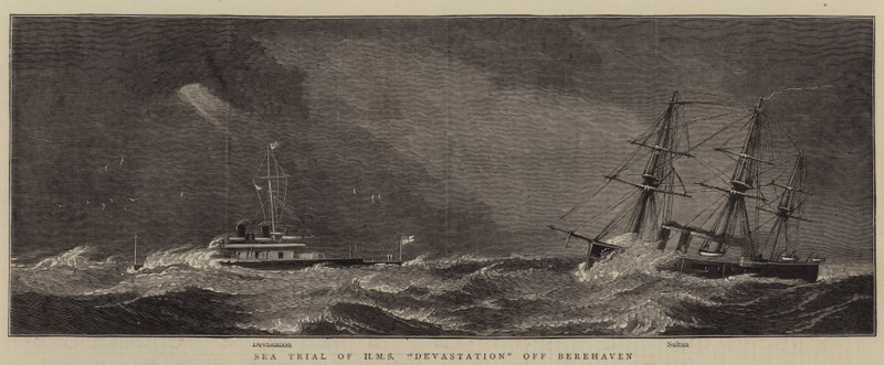 A HMS Devastation tengeri próbája Berehavennél alkotó: William Edward Atkins