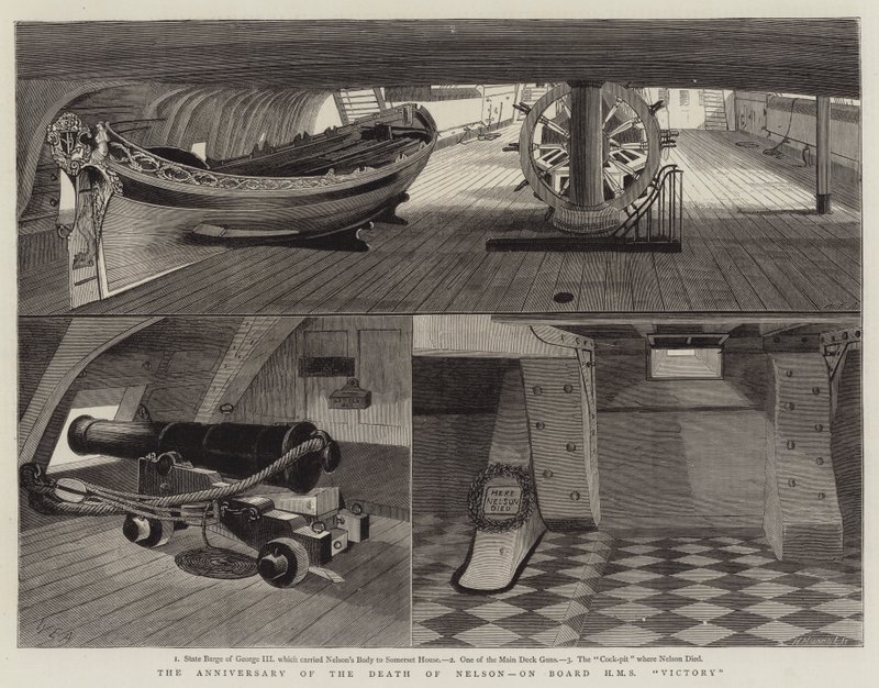 Nelson halálának évfordulója, a HMS Victory fedélzetén alkotó: William Edward Atkins