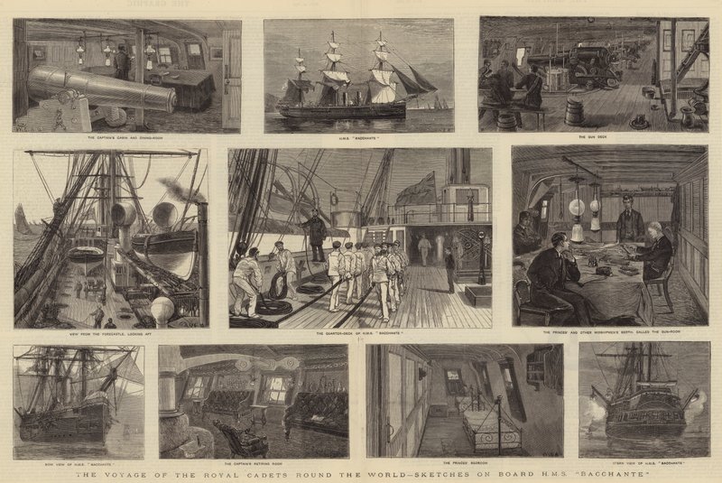 A királyi kadétok világkörüli útja, vázlatok a HMS Bacchante fedélzetéről alkotó: William Edward Atkins