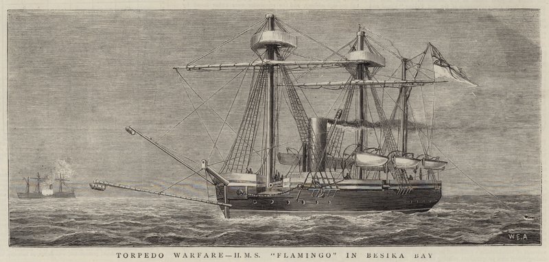 Torpedóhadviselés, HMS Flamingo a Besika-öbölben alkotó: William Edward Atkins