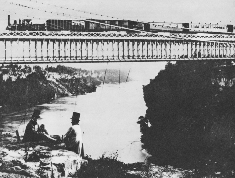Az első vasúti híd Niagara felett (f/w fotó) alkotó: William England