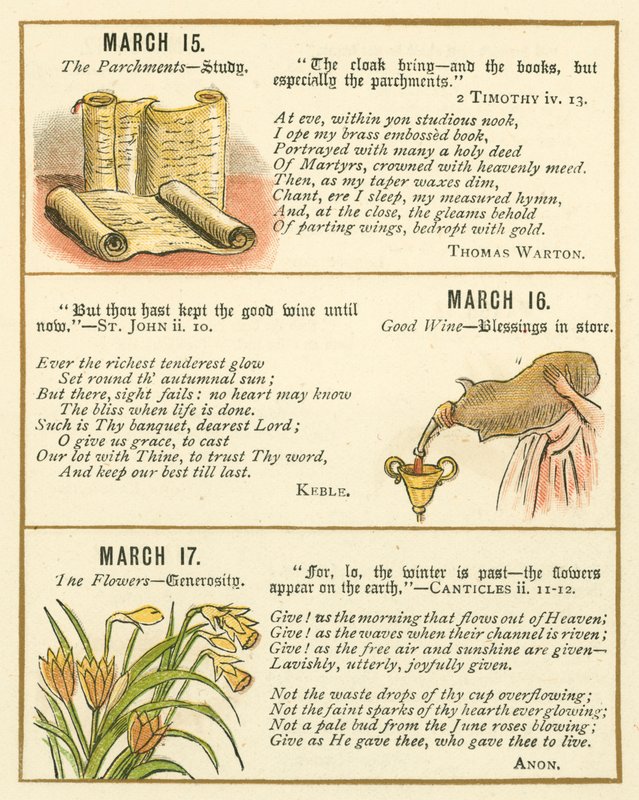 Oldal a Biblia emblémás évfordulós könyvéből (színes litográfia) alkotó: William Foster