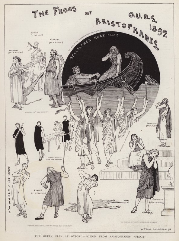 Jelenetek Aristophanes A békák című drámájának produkciójából, az Oxford University Dramatic Society-től alkotó: William Frank Calderon