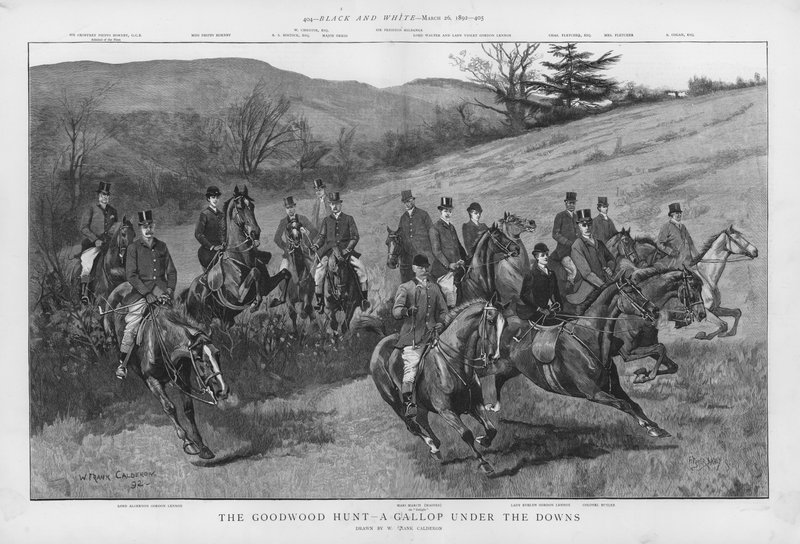 The Goodwood Hunt – vágta a Sussex Downs alatt (litho) alkotó: William Frank Calderon