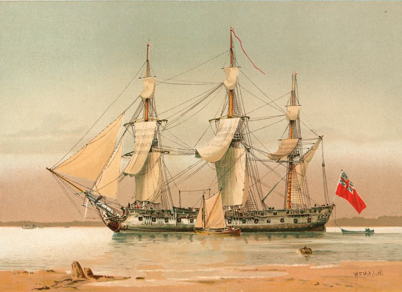 Egy 42 ágyús fregatt 1780 körül alkotó: William Frederick Mitchell