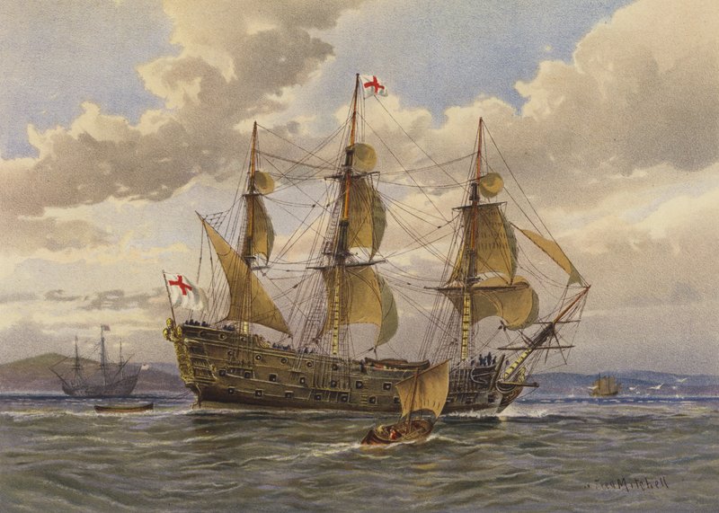 Csatahajó, 1650 körül alkotó: William Frederick Mitchell