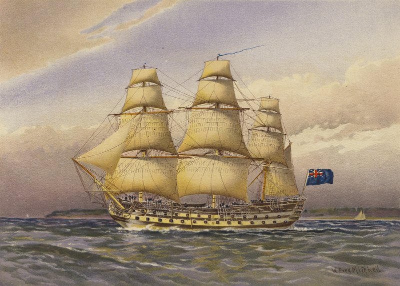 Csatahajó, 1760 körül alkotó: William Frederick Mitchell