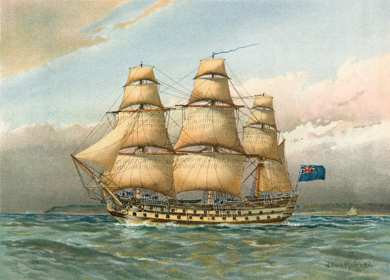 Csatahajó 1760 körül alkotó: William Frederick Mitchell