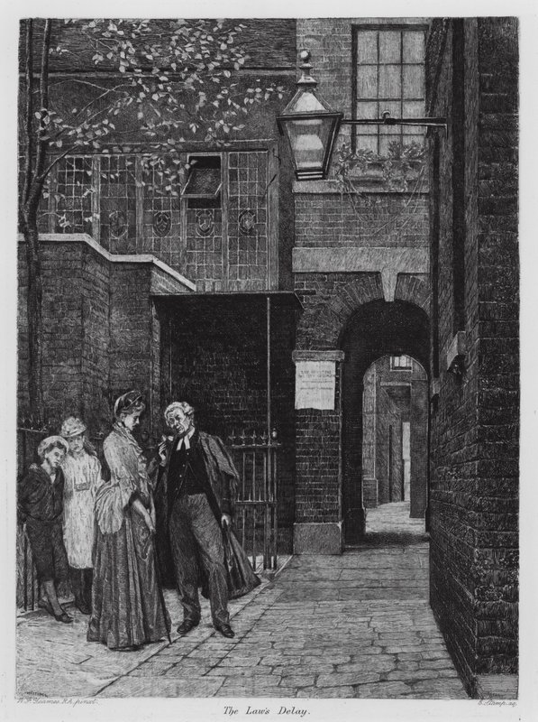 A törvény késése (metszet) alkotó: William Frederick Yeames