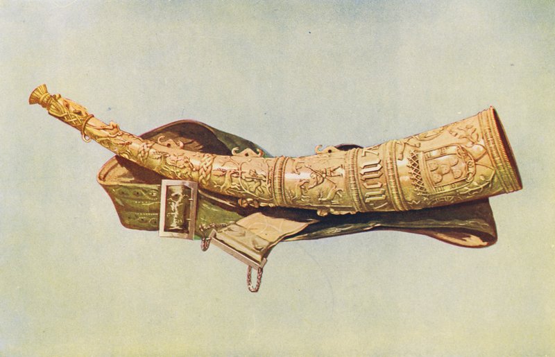 Hangszerek: Oliphant (színes litográfia) alkotó: William Gibb