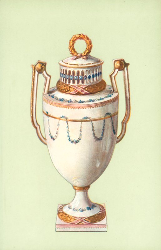 Váza, Meissen, Marcolini-korszak (színes litho) alkotó: William Gibb