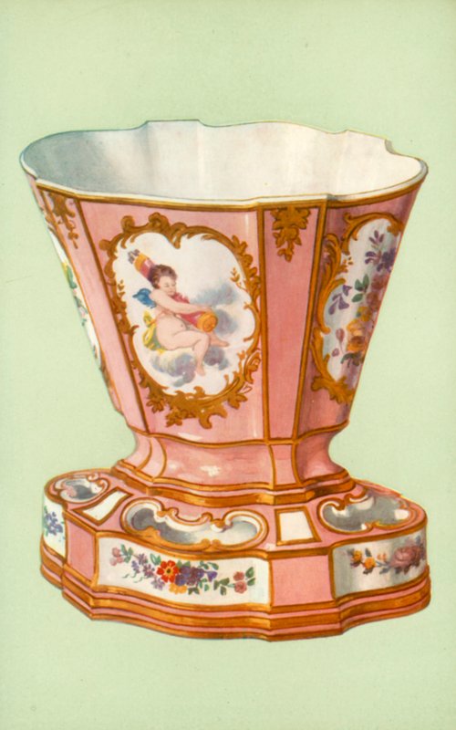 Váza, Sevres, rózsa Pompadour (színes litho) alkotó: William Gibb