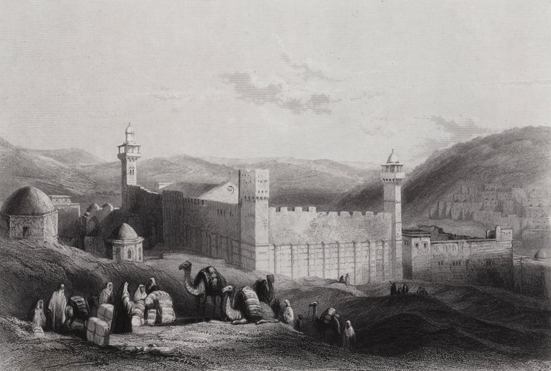 Hebron, The Haram (metszet) alkotó: William H. Bartlett