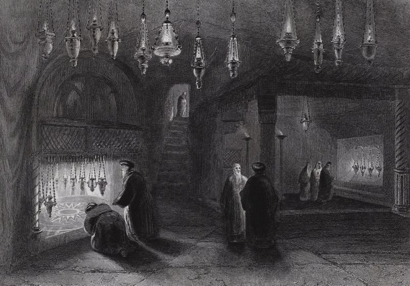 A születés szentélye, Betlehem (metszet) alkotó: William H. Bartlett