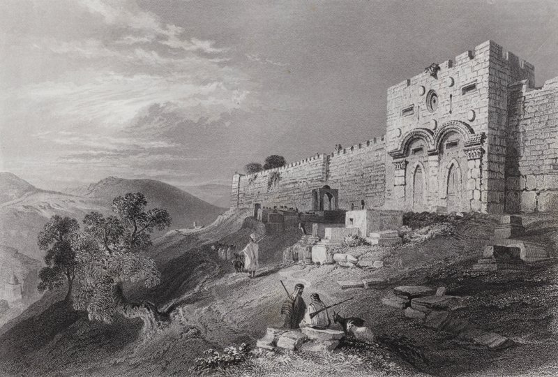 Aranykapu, Jeruzsálem (metszet) alkotó: William H. Bartlett