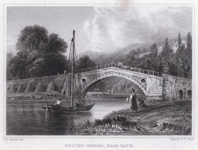 Weston Bridge, Bath közelében (metszet) alkotó: William H. Bartlett