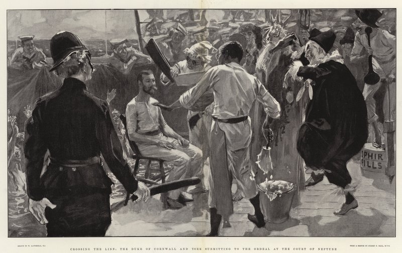 Crossing the Line, the Duke of Cornwall and York submitting to the Ordeal at the Court of Neptune  alkotó: William Hatherell
