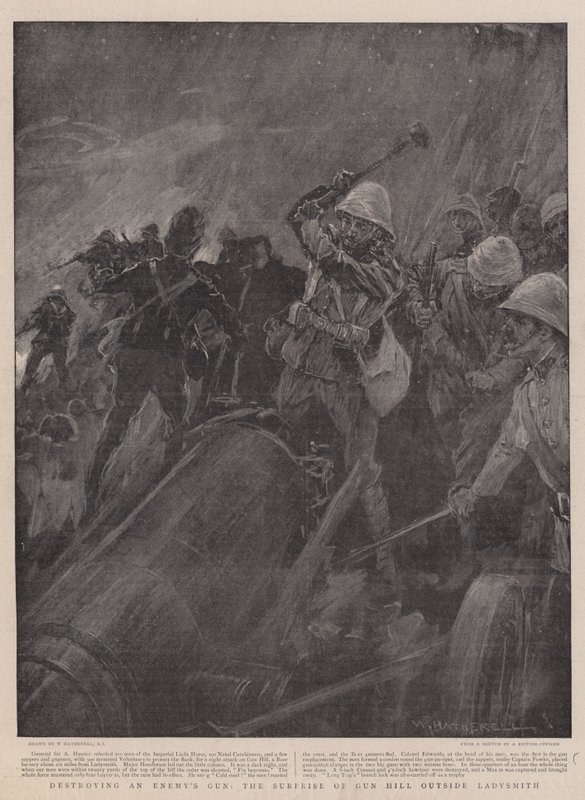Egy ellenség fegyverének elpusztítása, a Gun Hill meglepetése Ladysmith mellett alkotó: William Hatherell