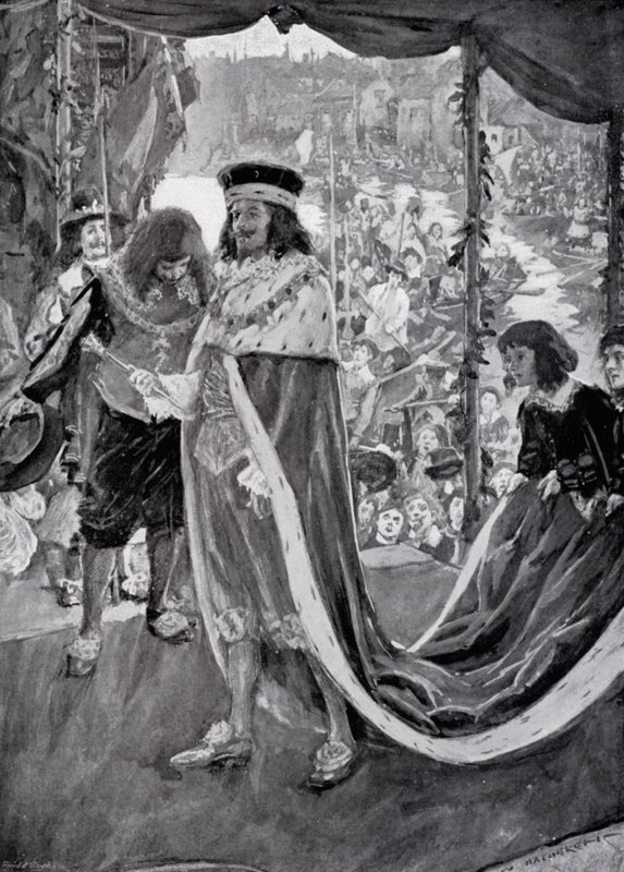 I. Károly király előrehaladása a Westminster Abbey felé alkotó: William Hatherell
