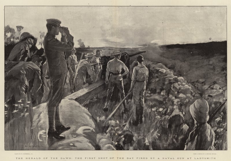 A Hajnal Hírnöke, a nap első lövése egy haditengerészeti fegyverrel Ladysmithre alkotó: William Hatherell