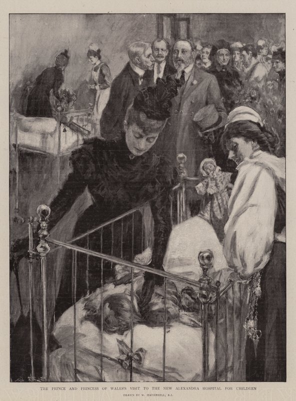 A walesi herceg és hercegnő látogatása az Új Alexandra Gyermekkórházban alkotó: William Hatherell