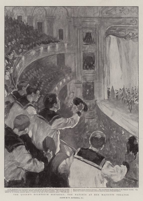 A királynő nyolcvanadik születésnapja, a matiné a Őfelsége Színházában alkotó: William Hatherell