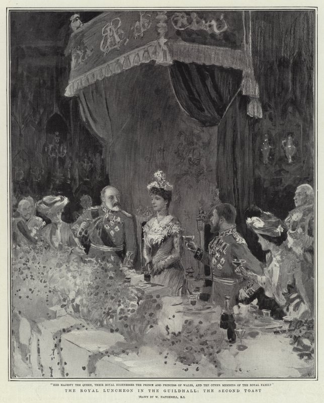 A királyi ebéd a céhteremben, a második pirítós alkotó: William Hatherell