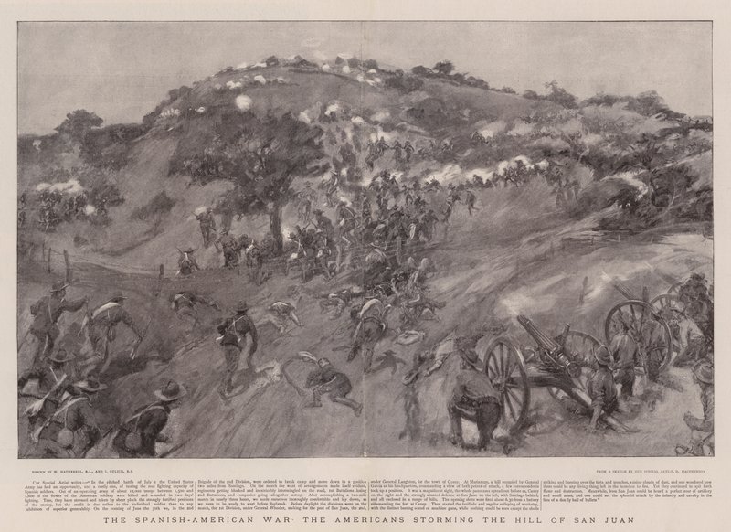 A spanyol-amerikai háború az amerikaiak megrohamozzák a San Juan-hegyet alkotó: William Hatherell