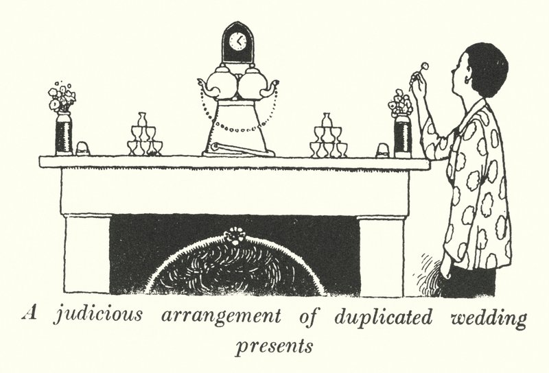 Másolt esküvői ajándékok megfontolt elrendezése (litho) alkotó: William Heath Robinson