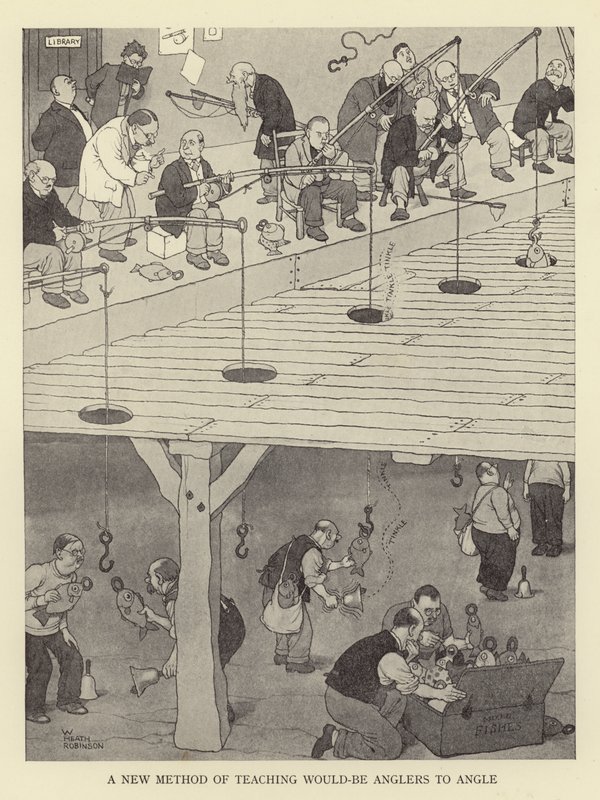 Egy új módszer a leendő horgászok tanítására a horgászatban alkotó: William Heath Robinson