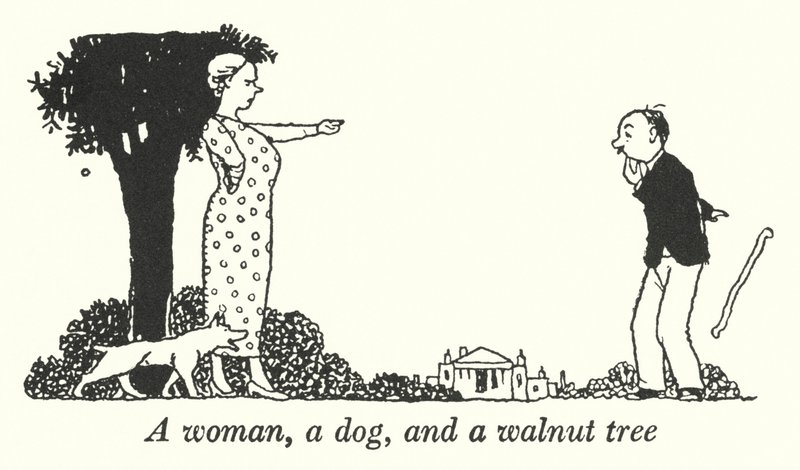 Egy nő, egy kutya és egy diófa (litho) alkotó: William Heath Robinson