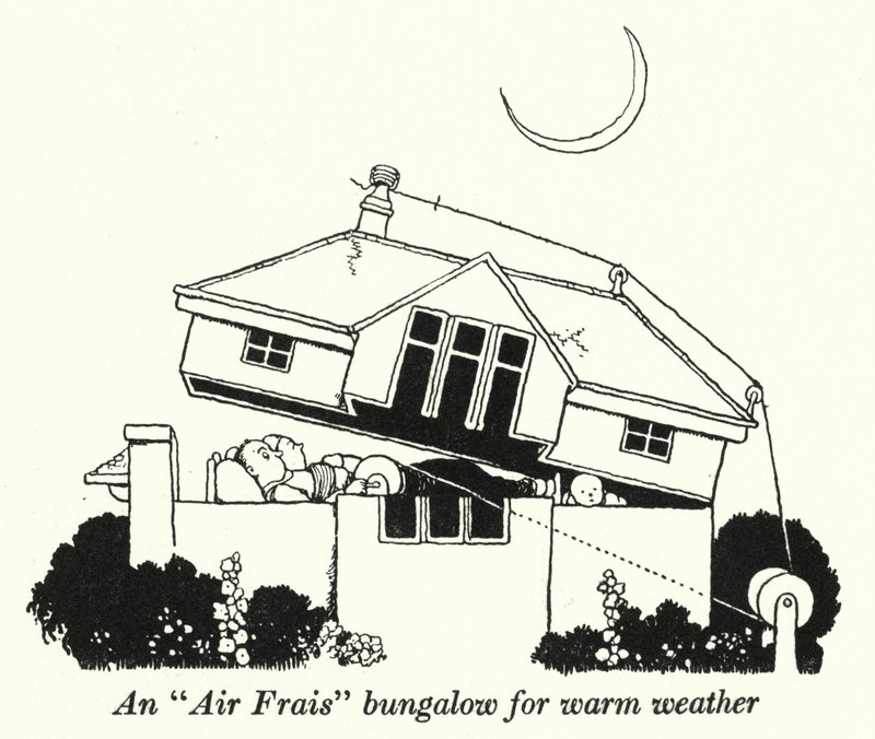 Egy "Air Frais" bungaló meleg időre (litho) alkotó: William Heath Robinson