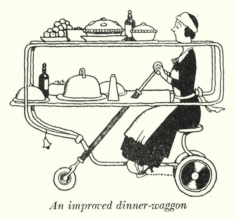 Továbbfejlesztett vacsorakocsi (litho) alkotó: William Heath Robinson