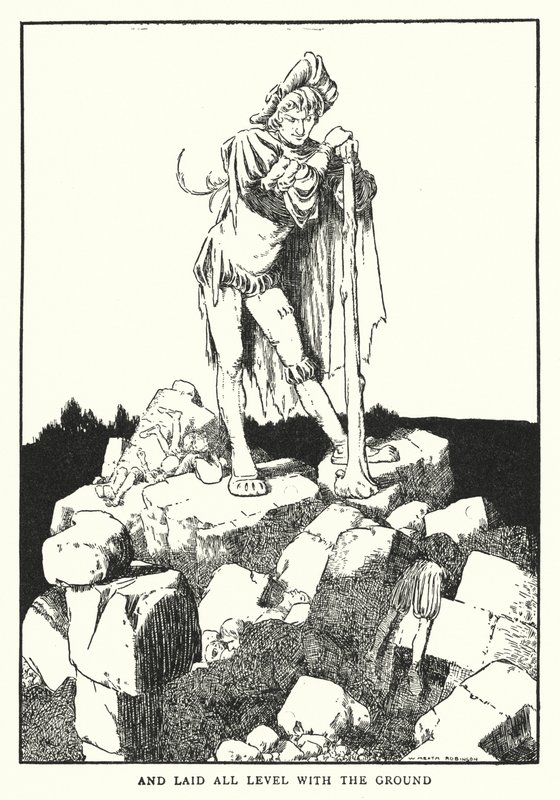 És teljesen egy szintbe fektette a talajjal (litho) alkotó: William Heath Robinson