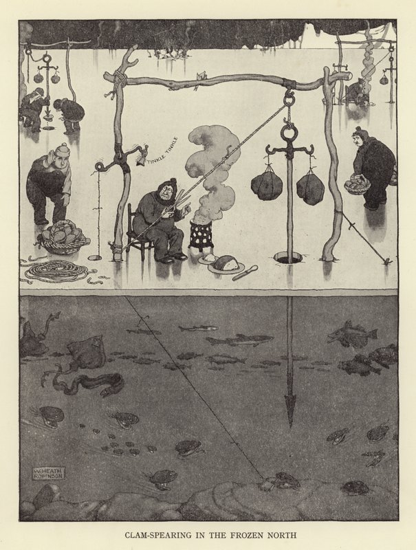 Kagylóhalászat a fagyos északon alkotó: William Heath Robinson