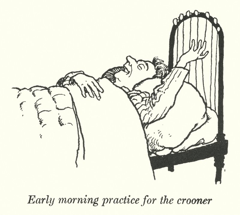 Kora reggeli gyakorlat a croonernek (litho) alkotó: William Heath Robinson