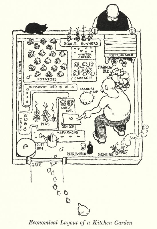 Konyhakert gazdaságos elrendezése (litho) alkotó: William Heath Robinson