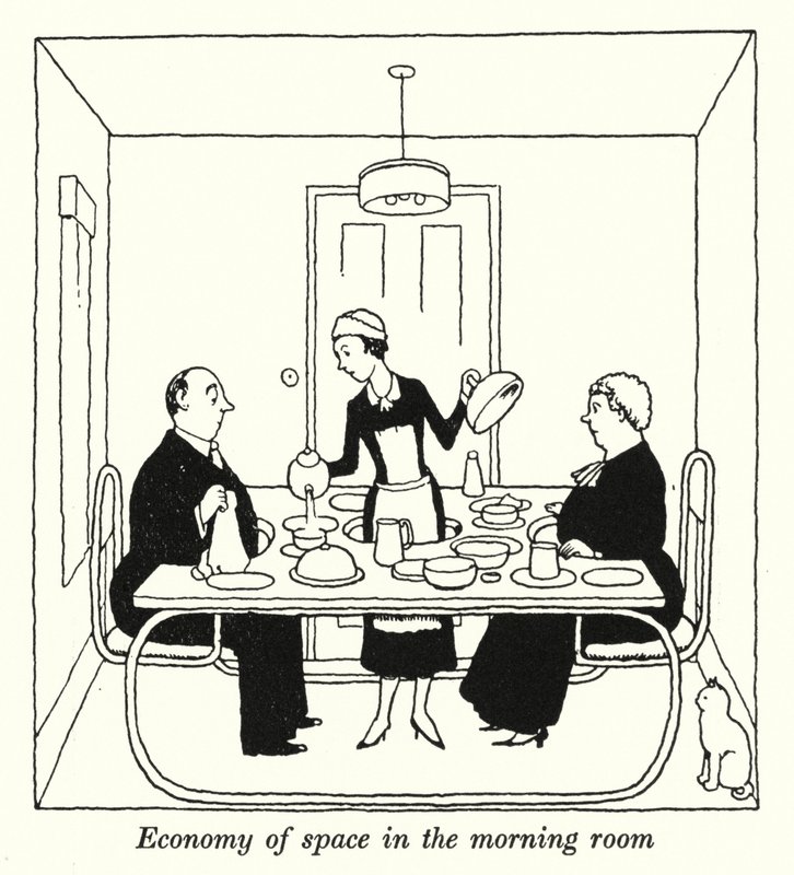 Helytakarékosság a reggeli szobában (litho) alkotó: William Heath Robinson